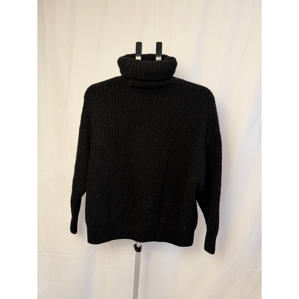 Zara‎ Knit Black Turtleneck Sweater Ribbed Oversized Cozy Warm Womens Large